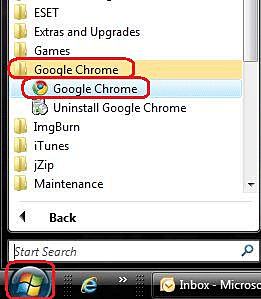 Windows Start Menu, Chrome